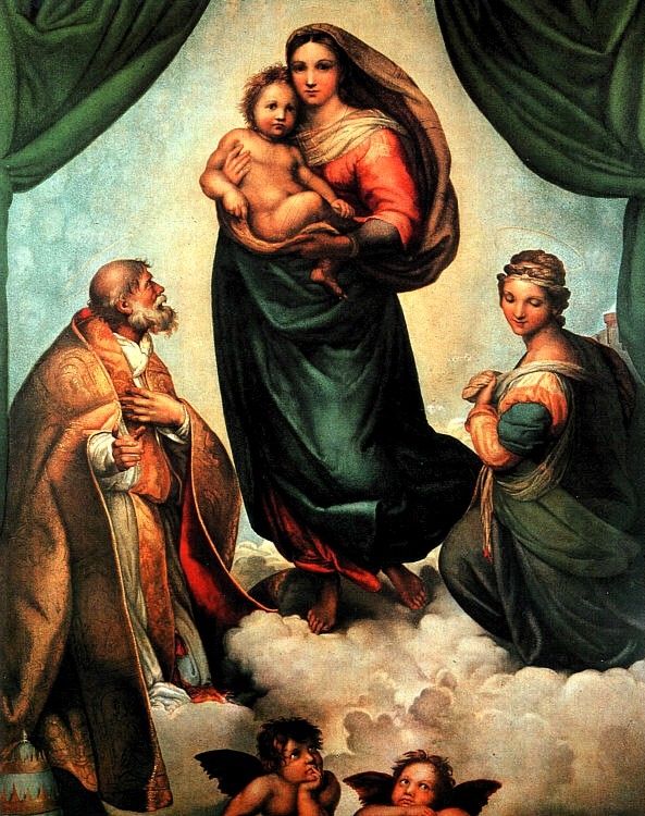 The Sistine Madonna pintura al ?eo, a Raphael Santi 
